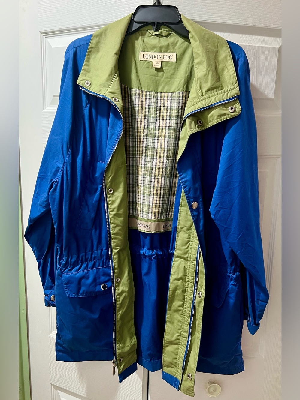 Vintage London Fog Bright Blue Jacket with Green Lining